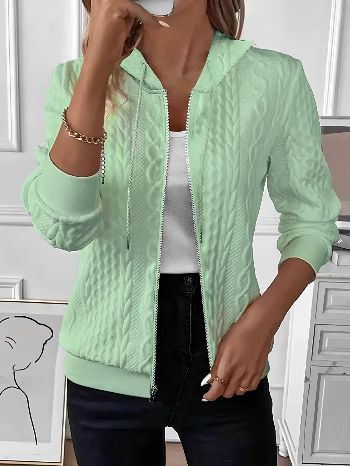 Zip Up Hooded Sweatshirt Jacket